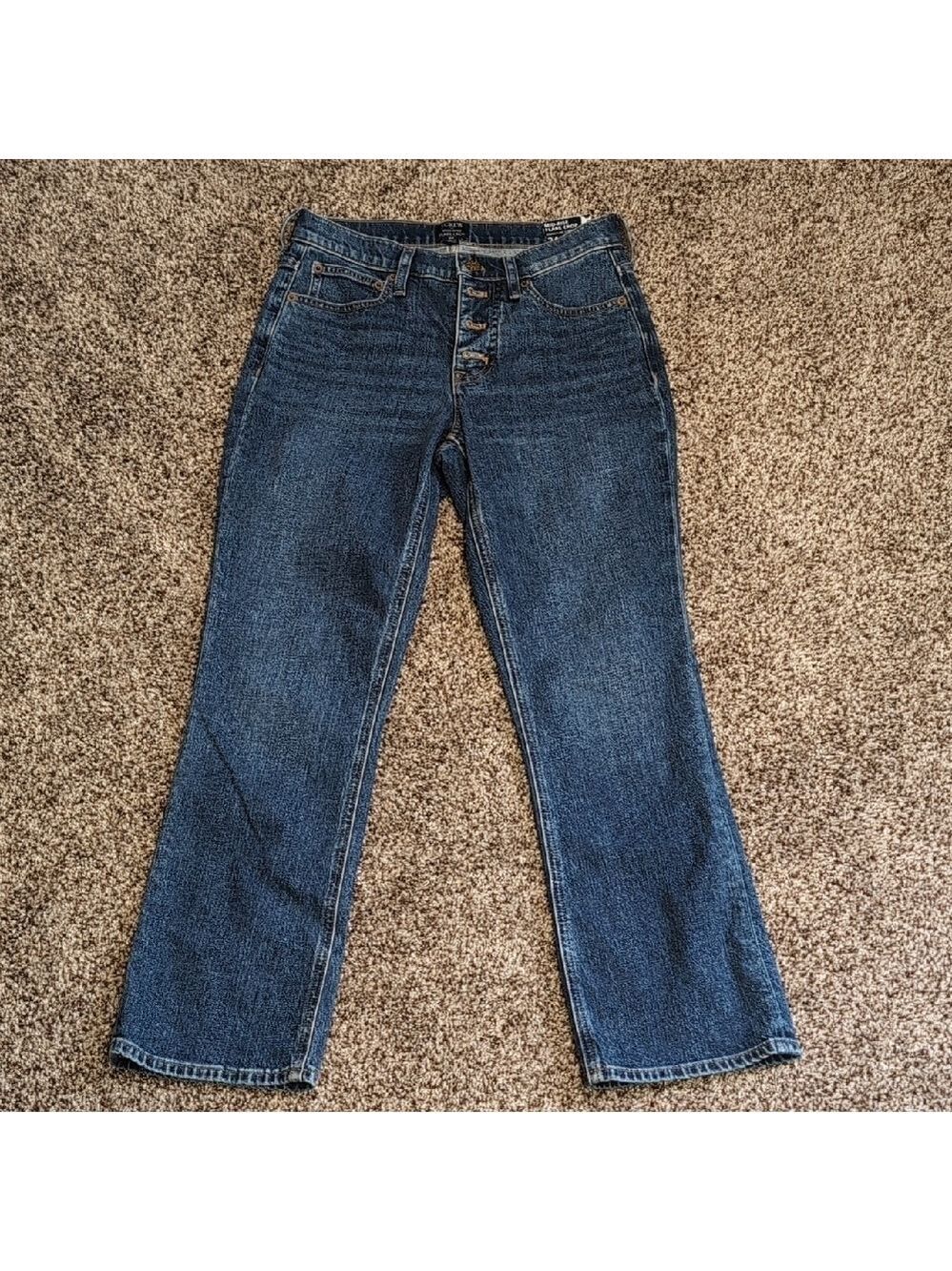 NEW J Crew Mid Rise Flare Crop Stretch Women's Jeans Size 24 Blue NEW